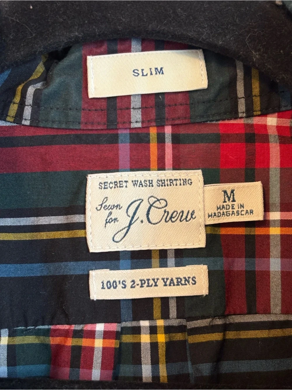 J. Crew Slim Plaid Shirt in Red, Navy & Yellow Accents
